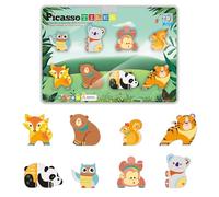 PicassoTiles Magnetic Tile Building Blocks 8 Magnets Forest Animal Action Figures Compatible Magnetic Accessory Tiles Costruzione Toy Set STEM Educational Learning Toddler Girls Boys Ages 3+ PTA26