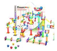 PicassoTiles Marble Run - Set di 120 blocchi magnetici per costruzione di piastrelle magnetiche, set da gioco STEM Learning Educational Block per lo sviluppo del cervello del bambino, giocattoli per