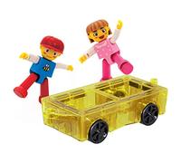 PicassoTiles Mini Magnetic Tiles Expansion Car Truck and Figures Play Set, Kids Building Magnet Bricks STEM & Learning Toys, Magnetic Add-ons, Car Toys, Toddler Preschool 3 years and up Boys and Girls