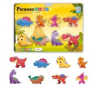 PicassoTiles Piastrelle magnetiche 8 dinosauri magnetizzati, action figure compatibili con costruzione magnetica, accessori per piastrelle da costruzione e da gioco, giocattoli, STEAM, dai 3 anni in
