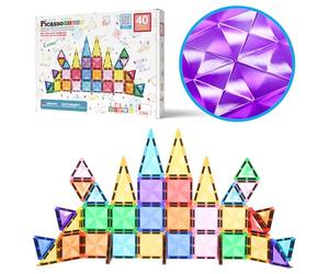 PicassoTiles Piastrelle magnetiche, mattoncini, formato mini, serie diamante, giocattolo magnetico, formato da viaggio, per l'uso in movimento, magneti, costruzione, giocattolo sensoriale, regali, set