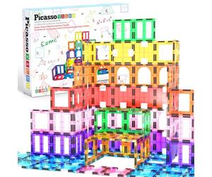 PicassoTiles PT42 Designer Artistry Kit 42pcs Set Magnet Building Tiles Clear Color Magnetic 3D Building Block - Creativity Beyond Imagination! Educational, Inspirational, Conventional, Recreational