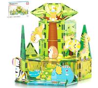 PicassoTiles Safari Magnet Tile Building Blocks with 8 Magnetic Animals