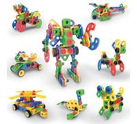 PicassoTiles Set da 152 pezzi per bambini, giocattolo STEM, regalo per percezione sensoriale, istruzione, dai 3 anni in su. Include libro di idee, valigia, cacciavite elettrico PTN152
