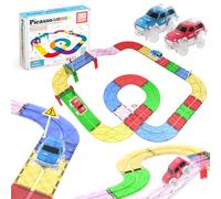 PicassoTiles,Set di 30 pezzi per auto da corsa, set di giocattoli educativi, magneti, per fai da te, 2 auto da corsa, camion, giocattoli, STEM, coordinamento occhio-mano, abilità motori…