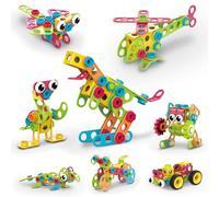 PicassoTiles STEM Learning Toys 250 Piece Building Block Kit w/Free IdeaBook, Power Drill, Clickable Ratchet, Age 3+ PTN250