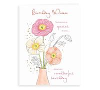 Piccadilly Greetings Biglietto di auguri di compleanno tradizionale con papaveri, 20,3 x 15,2 cm