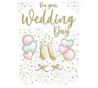 Piccadilly Greetings Biglietto di auguri per matrimonio con cuori color champagne, formato A4, 30,5 x 22,9 cm