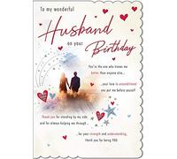 Piccadilly Greetings, biglietto di compleanno tradizionale per marito, 22,9 x 15,2 cm, rosso