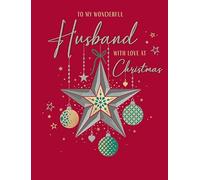 Piccadilly Greetings Biglietto di Natale con scritta in lingua inglese To my Wonderful Husband Big Star, 20,3 x 15,2 cm