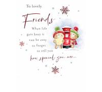 Piccadilly Greetings Biglietto di Natale per amici, biglietto di auguri di buon Natale per amici adorabili, orsacchiotti carini che pubblicano una lettera con messaggio di ringraziamento, 20,3 x 15,2