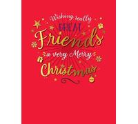 Piccadilly Greetings Biglietto di Natale per amici, biglietto di auguri di buon Natale per amici davvero grandi, design con scritta in lamina rossa e dorata, 20,3 x 15,2 cm
