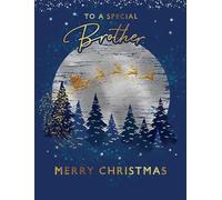 Piccadilly Greetings Biglietto di Natale speciale per fratello Babbo Natale sugli alberi, 20,3 x 15,2 cm