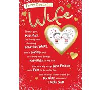 Piccadilly Greetings Biglietto di San Valentino, con scritta in inglese To My Gorgeous Wife, 22,9 x 15,2 cm