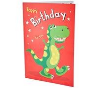 Piccadilly Greetings Group Ltd Biglietto di auguri di compleanno dinosauro - per ragazzi, rosso/giallo, 17,8 x 12,7 cm