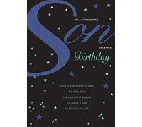 Piccadilly Greetings Piccadilly Greetings - Biglietto di auguri moderno per figlio, 23 x 15 cm, colore: nero e blu