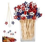 Picche da cocktail 4 luglio per bevande - 100 pezzi stellati 4 luglio,picche per frutta e decorazioni per cupcakes,per feste d'indipendenza, memorial, veterani, lavoro, decorazione,