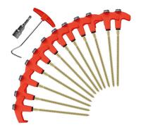 Picchetti a terra per teloni, set di picchetti a vite esagonali fluorescenti per teloni, pali esterni, reti, irrigazione, serra, spiaggia, giardino, prato, recinzione per piante, soluzione di