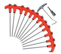 Picchetti Da Campeggio,Picchetti Metallici Fluorescenti - Set Perni Esagonali Fluorescenti a Filetto con Supporto Sicuro per Tensostrutture, Teli da Giardino, Recinzioni e Prato Sintetico