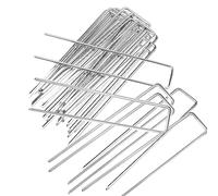 Picchetti da giardino per fissare il prato, perfetti per membrana di controllo delle erbacce, erba artificiale, stuoie e reti, robusti chiodi zincati a forma di U (100, diametro: 3 mm/0,12''-150 mm)