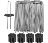 Picchetti da Giardino Professionali a Forma di U + rondelle Ancoraggi in Acciaio Resistente per Membrana di Controllo delle Erbacce, Dimensioni Disponibili da 100 a 300 mm 100 Pezzi 300x40mmØ3mm