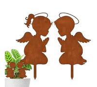 Picchetti Decorativi Giardino - Arte in Ferro Ragazzo E Ragazza Rigolos Set 2 Pezzi | Picchetti da Esterno in Metallo | per Parco Prato Plate-Band Patio E Balcone