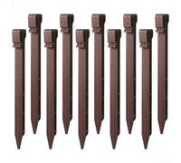 Picchetti di ancoraggio per bordi da giardino e supporto per piante, picchetti resistenti per paesaggi, lunghi 25 cm, riutilizzabili, in plastica, per reti, alberi, aiuole, confezione da 12, marrone