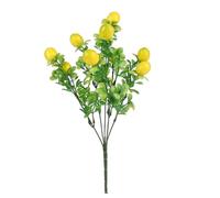 Picchetti di fiori di limone artificiali, decorazione realistica, limoni artificiali, 3 pezzi con foglie di limone e verde | 14 pollici limone artificiale giallo grande per cucina, Pa