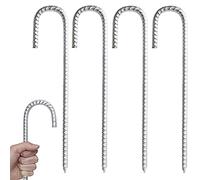 Picchetti in acciaio resistente, ganci a J, picchetti di ancoraggio, picchetti per tenda, picchetti da giardino, adatti per tende, trampolini, rimbalzanti, campeggio, reti da calcio, reti da calcio