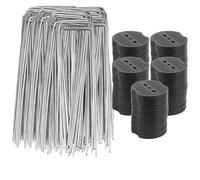 Picchetti Per Telo Pacciamatura Chiodi for terra a forma di U Cuscinetti for graffette da giardino Chiodo for tubi for recinzione piegato argento for trattenere la barriera dei prati(Mixed 100pcs)