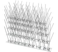 Picchetti per uccelli con base in acciaio inossidabile, punte per recinzioni, picchi per tetti e finestre, set deterrente anti uccelli per corvi, gabbiani e piccoli uccelli (1,25 m)