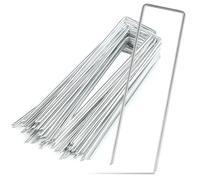 Picchetti telo pacciamatura - Picchetti in acciaio zincato - set da 50 - lunghezza 150 mm - larghezza 25 mm - diametro 3 mm - ideali per fissare teli da giardino - diserbo e attrezzature da campeggio