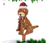 Picchetto da cortile per pannelli - Picchetti da cortile di Natale, pannelli da cortile in acrilico a forma di cane,Design luminoso, ornamenti da cortile robusti per alberi da balcone da giardino