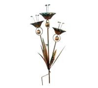 Picchetto da giardino in metallo con tre calle, con campanelle, decorazione da giardino, resistente alle intemperie, per esterni, prato, patio, vialetto, cortile