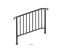 Picchetto for corrimano n. 1/2/3/4/5 Adatto da 1 a 5 gradini Corrimano for scale in ferro battuto bianco nero con kit di installazione Binari for esterni Funzionamento Stabile(Black 3-Step)