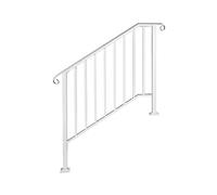 Picchetto for corrimano n. 1/2/3/4/5 Adatto da 1 a 5 gradini Corrimano for scale in ferro battuto bianco nero con kit di installazione Binari for esterni Funzionamento Stabile(White 3-Step)