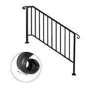 Picchetto for corrimano n. 1/2/3/4/5 Adatto da 1 a 5 gradini Corrimano for scale in ferro battuto bianco nero con kit di installazione Binari for esterni Funzionamento Stabile(Black 4-Step)