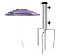 Picchetto per Ombrellone Spiaggia,Porta Ombrellone in Acciaio 4 Forchette,Porta Ombrellone Da Giardino,Rimovibile Picchetti Ombrellone,Supporto per Ombrellone Con Ancoraggio a Terra