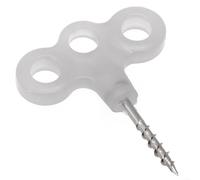 Picchetto per tenda da campeggio con testa in plastica luminosa e punta a vite in acciaio inox, progettato con tre fori per un fissaggio sicuro della corda in viaggio all'aperto (bianco (luminoso))