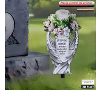Picchetto per vaso da tomba con ali d'angelo, decorazione cimiteriale in memoria affettuosa, portafiori commemorativo per lapide, decorazione da tomba per la perdita di una persona cara, picchetto com