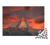 Picchi Montagna Tramonto 1000 Pezzi Cervino Puzzle Cartone Riciclato Eco Gioco Educativo Decompressione Decorazione Parete Ottima Idea 70x50cm