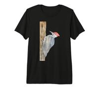 Picchio Acquerello Uccello Ritratto Maglietta Premium