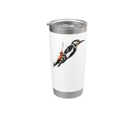 Picchio rosso maggiore Dendrocopos maggiore uccello bosco Bicchiere termico in acciaio inox doppia parete