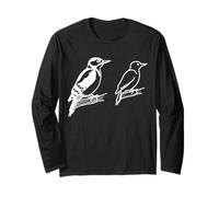 Picchio Rosso Maggiore Line Art Ornitologia Maglia a Manica