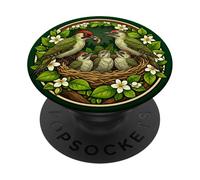 Picchio verde uccello birdwatcher primavera uccello canoro pulcino PopSockets PopGrip Adesivo