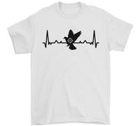Piccione Caccia Cuore Beat Ecg Cacciatore Uomo T-Shirt 100% Cotone
