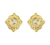 Piccione viaggiatore della pace classico rilievo orecchini ovali in vera conchiglia stile retrò stile corte orecchini di lusso leggeri