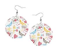 Piccioni e orecchini d'amore Aquila con bandiera americana Orecchini in pelle a forma rotonda Leggeri pendenti Gioielli da donna per ragazze, perfetti da indossare tutti i giorni
