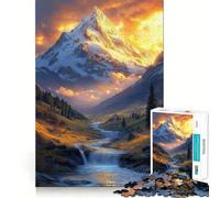 Picco di montagna innevato con luce dorata Puzzle da 1000 pezzi per adolescenti Puzzle Clear Logic Giocattolo Momento di pace Taglio perfetto Lista dei desideri di Babbo Natale (38x52cm)