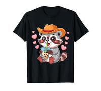 Picco di procione da cowboy boba bevitore kawaii animale Maglietta